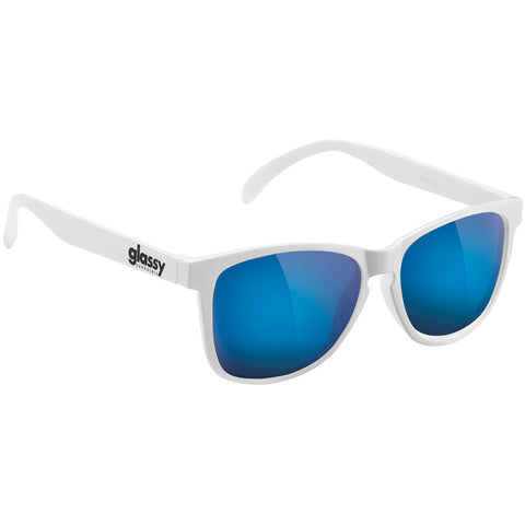 GLASSY "Deric" Sunglasses (White / Blue Mirror)