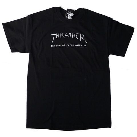 THRASHER "New Religion Worldwide" T-Shirt By Mark Gonzales (Black)