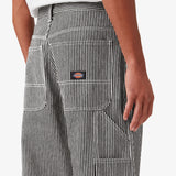 Dickies Regular Fit Hickory Stripe Carpenter Pants (White)