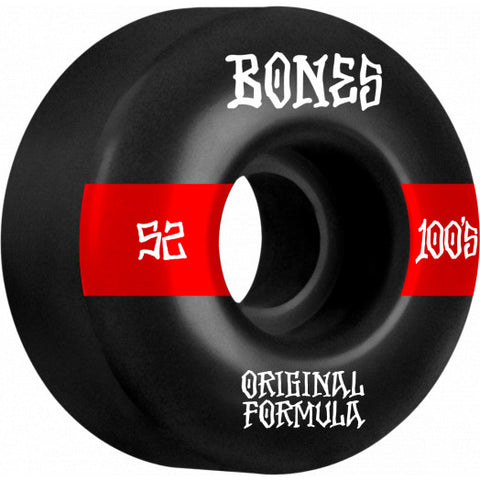 Bones 100's V4 Wide 52mm Wheels (Black)