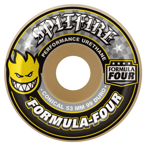Spitfire Formula Four 56mm 99A Conical Wheels (Yellow Print)