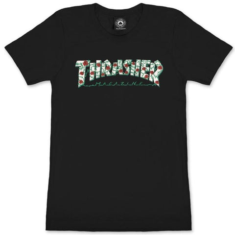 Thrasher Roses Girls T-Shirt (Black)