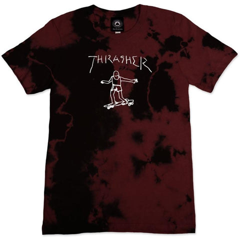 Thrasher Gonz Logo Tie Dye Girls T-Shirt (Burgundy)