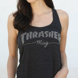 THRASHER "Mag Logo" Girls Racerback Tank (Black Heather)