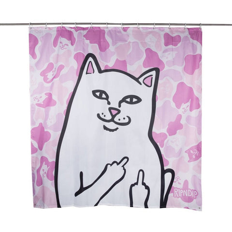 Ripndip Lord Nermal Shower Curtain (Pink Camo)