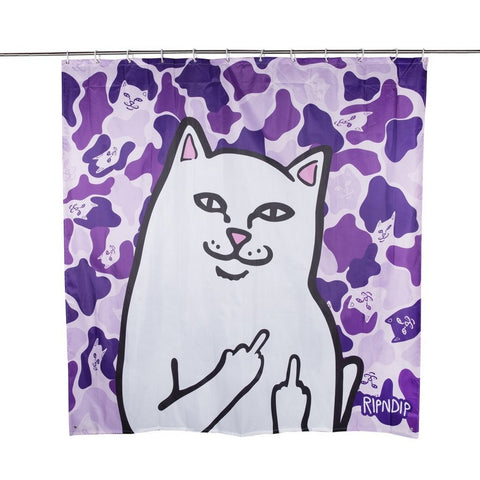 Ripndip Lord Nermal Shower Curtain (Purple  Camo)