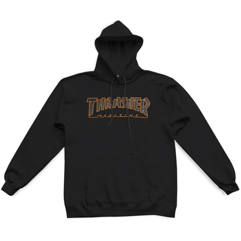 Thrasher Outlined Hooded Pullover Sweatshirt (Black/Orange)