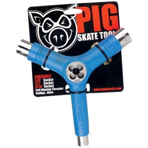PIG Tri-Socket Skate Tool w/ Rethreader (Blue)