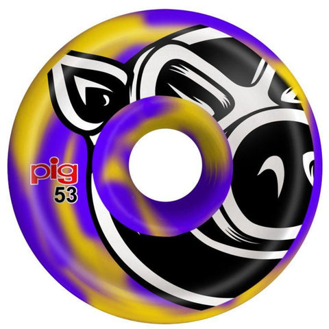 Pig Head Conical Swirl 53mm 101A Wheels (Purple/Yellow)