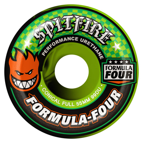 Spitfire Formula Four Conical Full 53mm 99A Wheels (Green Swirl)