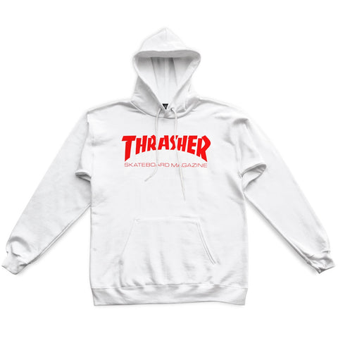 Thrasher Skate Mag Hooded Pullover Sweatshirt (White/Red)