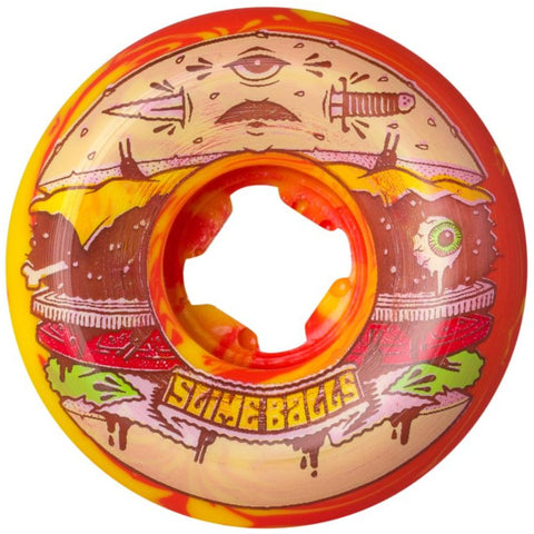 Santa Cruz Slime Balls Speed Balls Jeremy Fish Burger 56mm 99A Wheels (Red/Yellow Swirl)