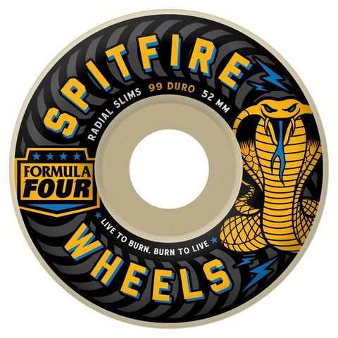 SPITFIRE Formula Four Radial Slim "Speed Kills" Wheels (White): 54mm / 99A
