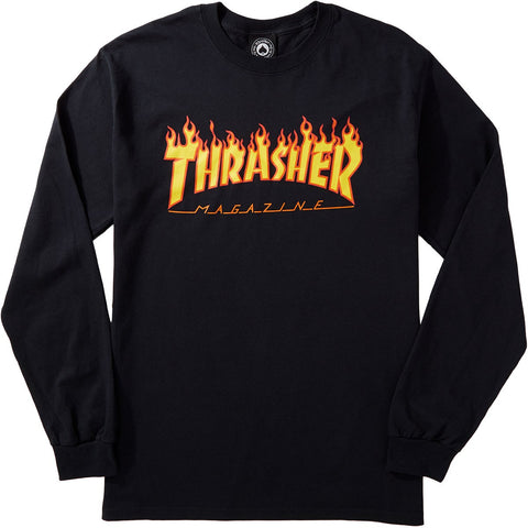 Thrasher Flame Logo Long Sleeve Shirt (Black)