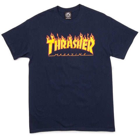 THRASHER "Flame Logo" T-Shirt (Navy)