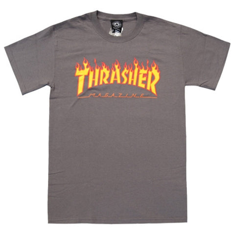 THRASHER "Flame Logo" T-Shirt (Charcoal)