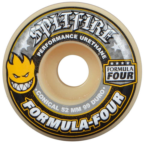 Spitfire Formula Four 52mm 99A Conical Wheels (Yellow Print)